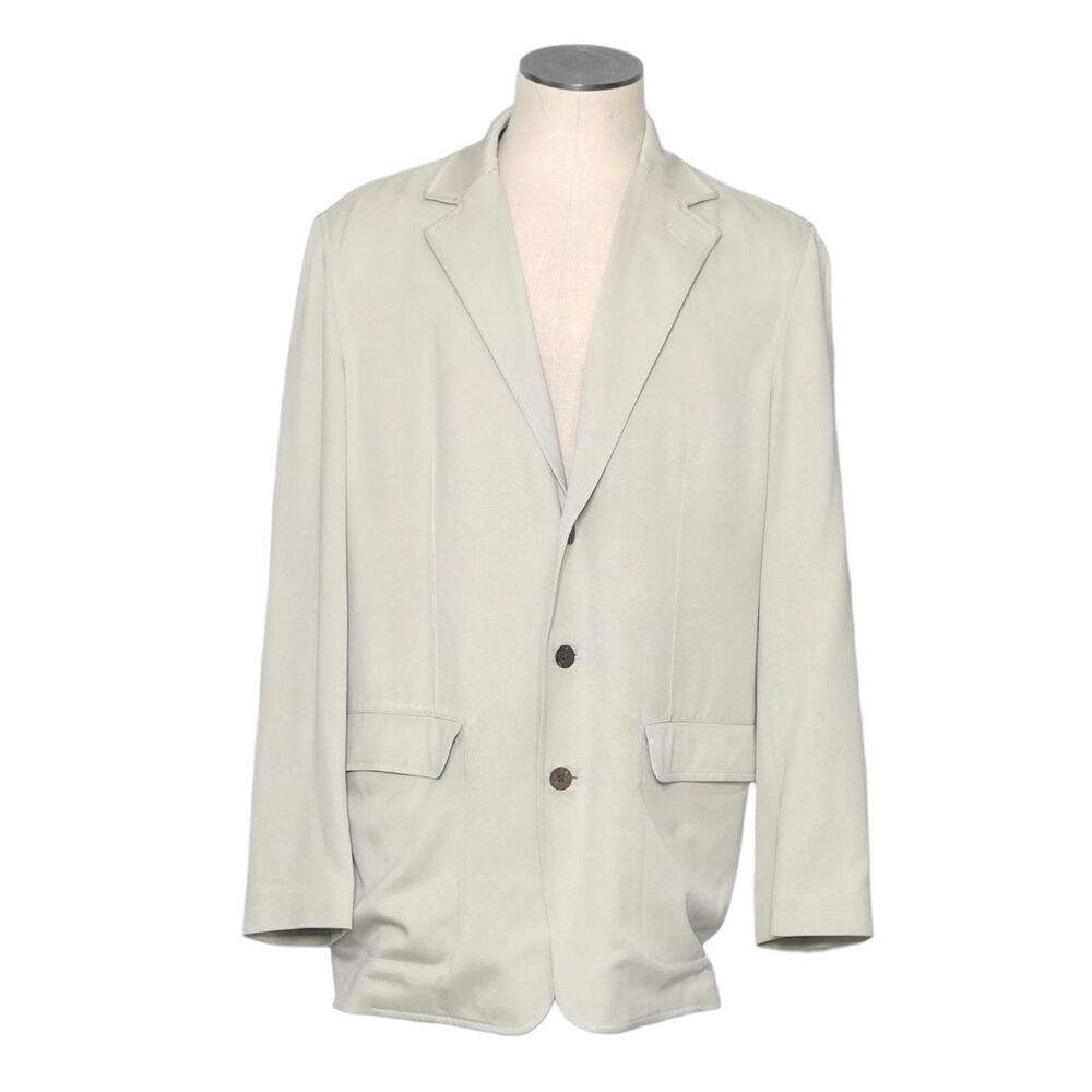 Tommy Bahama Sz M Mens Blazer Jacket Sport Coat Silk Beige 3 Button Tropical GUC